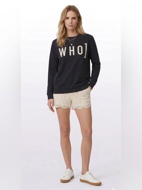 Only Sons Black & White Crewneck Who Sweatshirt Size Medium Cotton